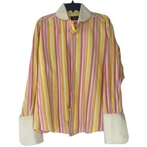 Steven by Steven Land Dress Shirt french cuffs stripe mens sz 16-1/2 (32-33)